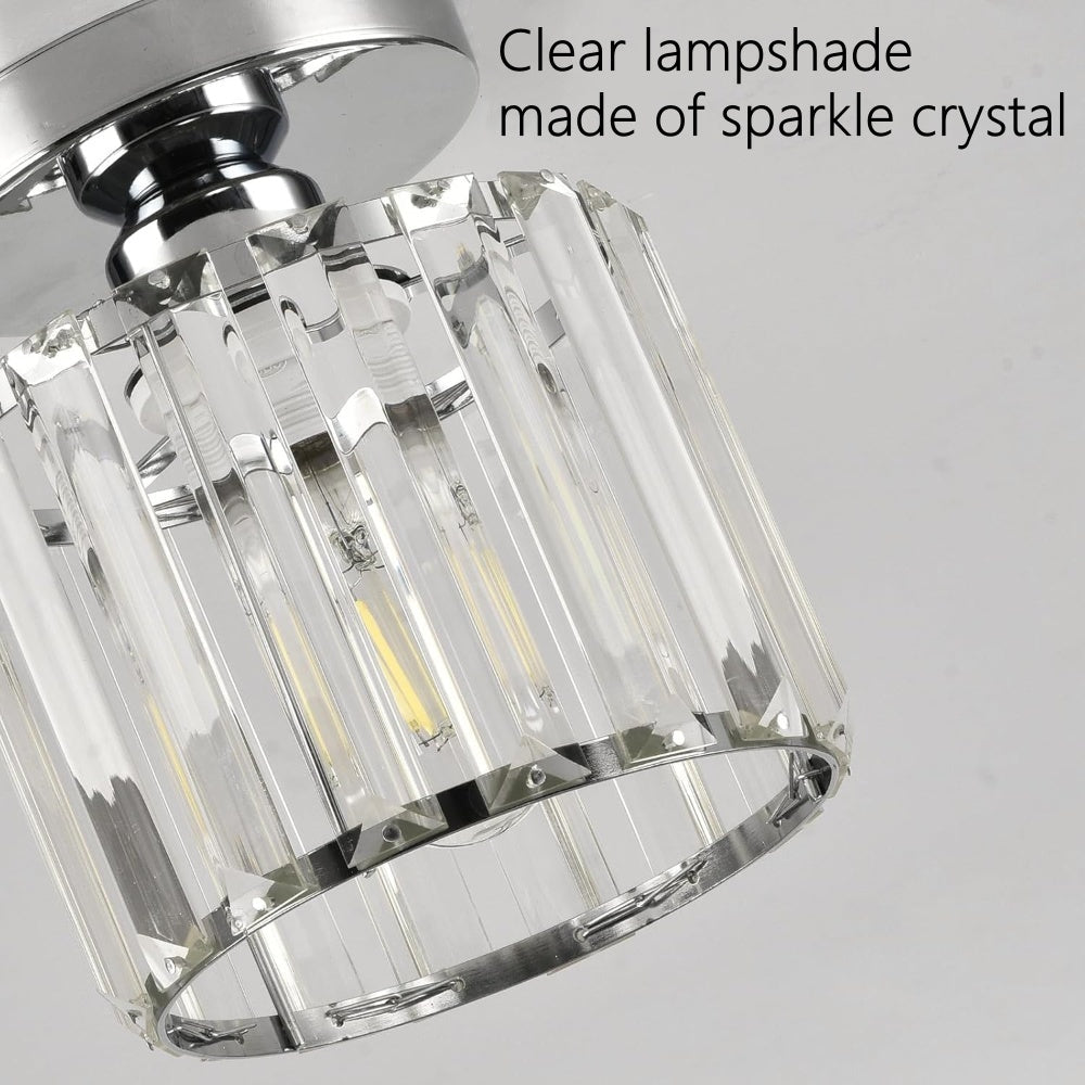 Crystal Silver Ceiling Light | Hallway | Flush Mount | Crystal Shade | Modern Glam Style | Round | Lologe