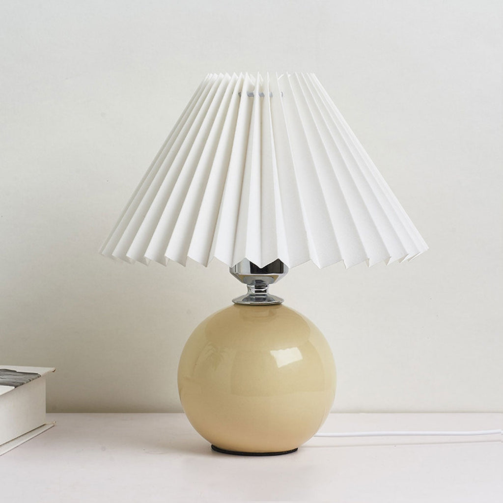Table Lamp Bedroom Ceramic Pleated Shade | Minimalist Design | Lologe