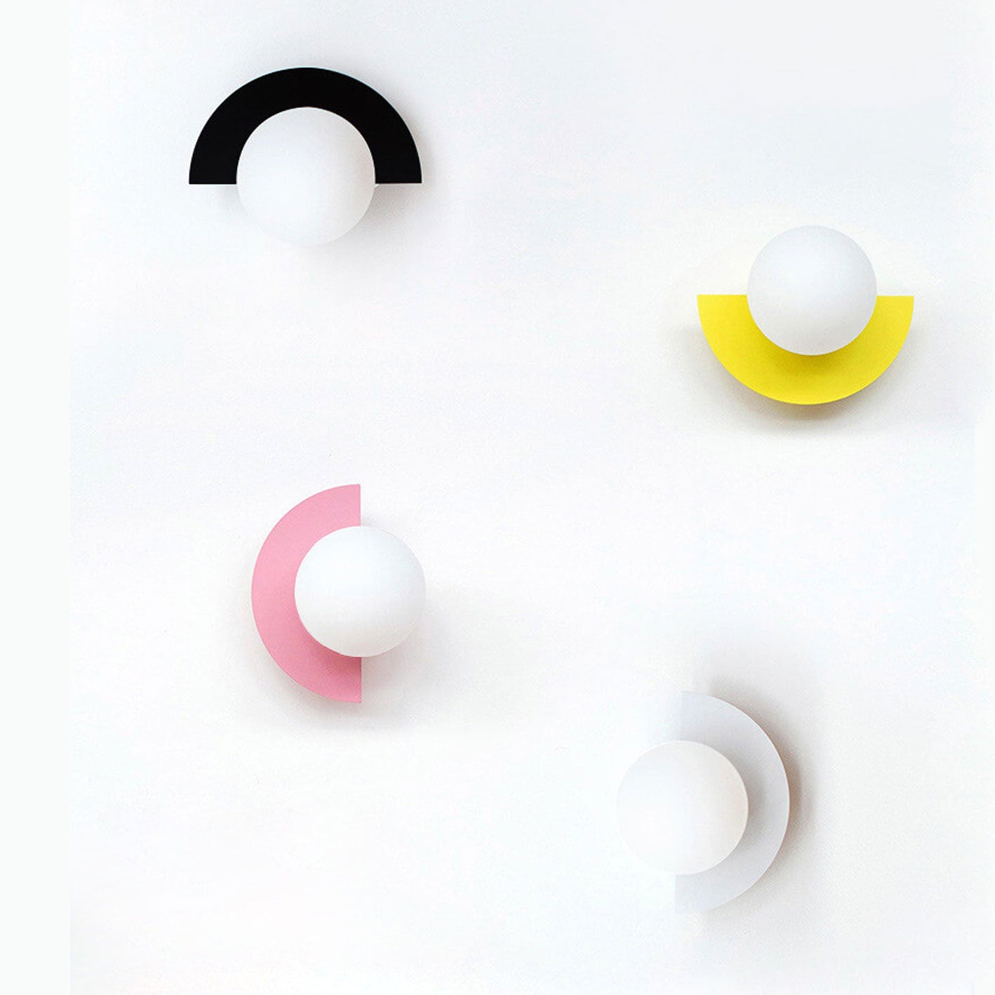 Modern Glass Globe Wall Sconce | Colourful Semi-Circle Design Iron Fixture | Lologe
