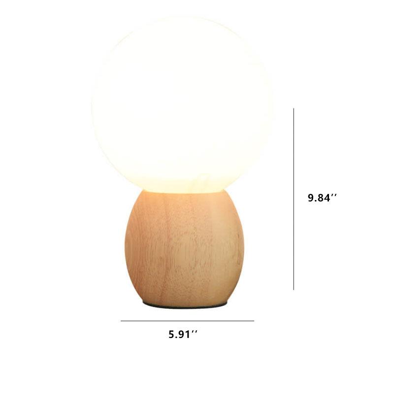 Nordic Wood Table Lamp | Bedroom Living Room | Milk White Glass Orb | 1-Light | Modern | Lologe