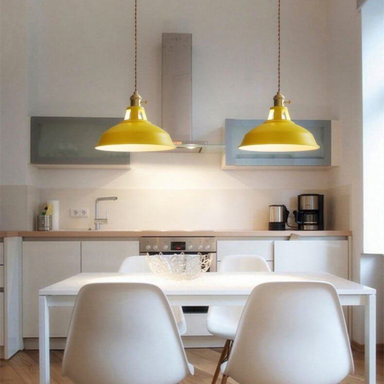 Industrial Pendant Light Kitchen Island | Iron Barn Shade Colourful Hanging Lamp | Lologe