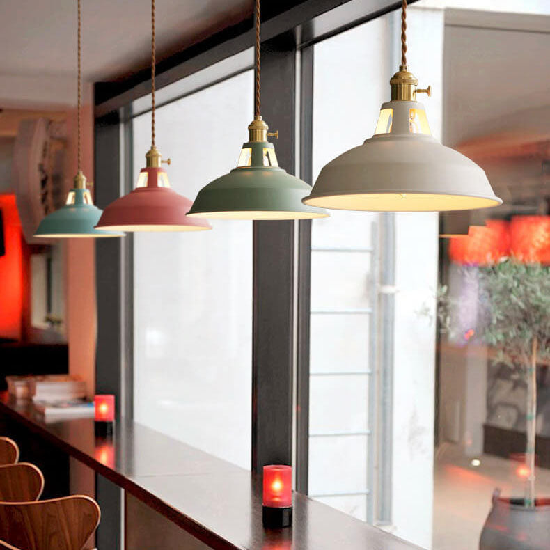 Industrial Pendant Light Kitchen Island | Iron Barn Shade Colourful Hanging Lamp | Lologe