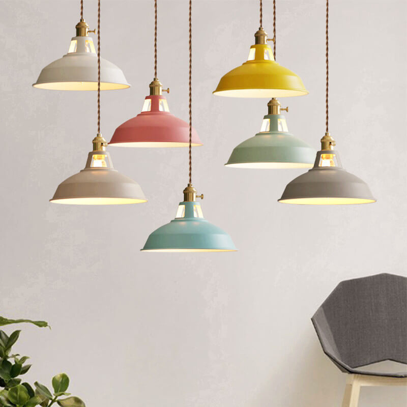 Industrial Pendant Light Kitchen Island | Iron Barn Shade Colourful Hanging Lamp | Lologe