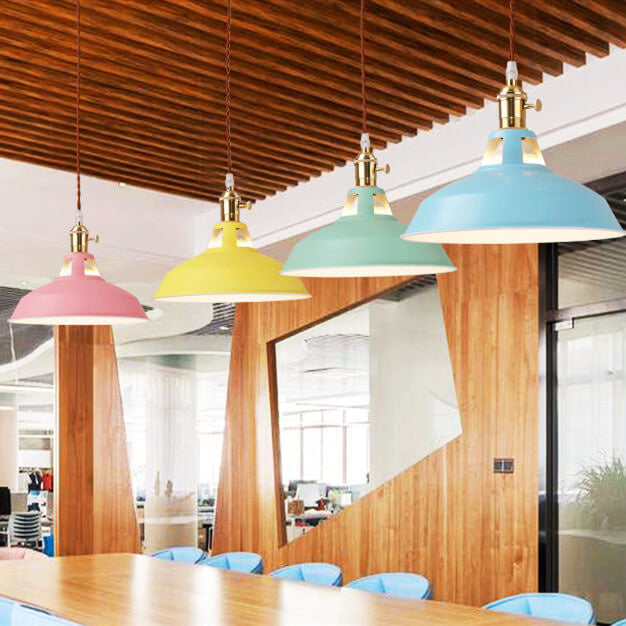 Industrial Pendant Light Kitchen Island | Iron Barn Shade Colourful Hanging Lamp | Lologe