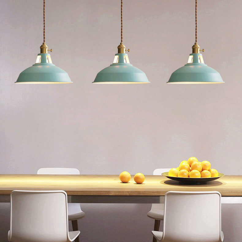 Industrial Pendant Light Kitchen Island | Iron Barn Shade Colourful Hanging Lamp | Lologe
