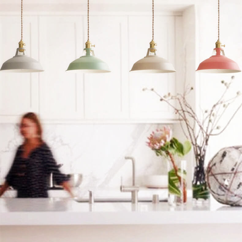 Industrial Pendant Light Kitchen Island | Iron Barn Shade Colourful Hanging Lamp | Lologe