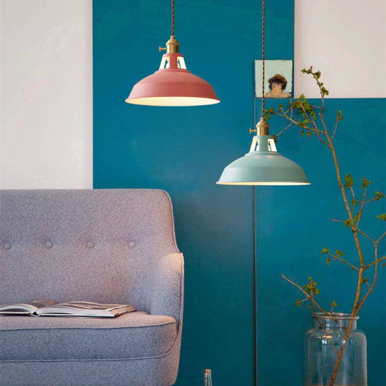 Industrial Pendant Light Kitchen Island | Iron Barn Shade Colourful Hanging Lamp | Lologe