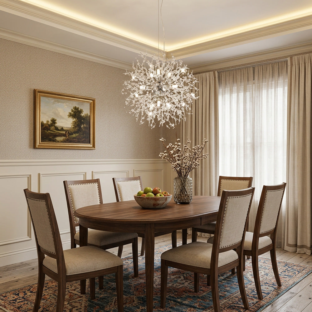 Modern Dandelion Crystal Chandelier | Dining Room | Luxury Firework Pendant | LED Light | Lologe