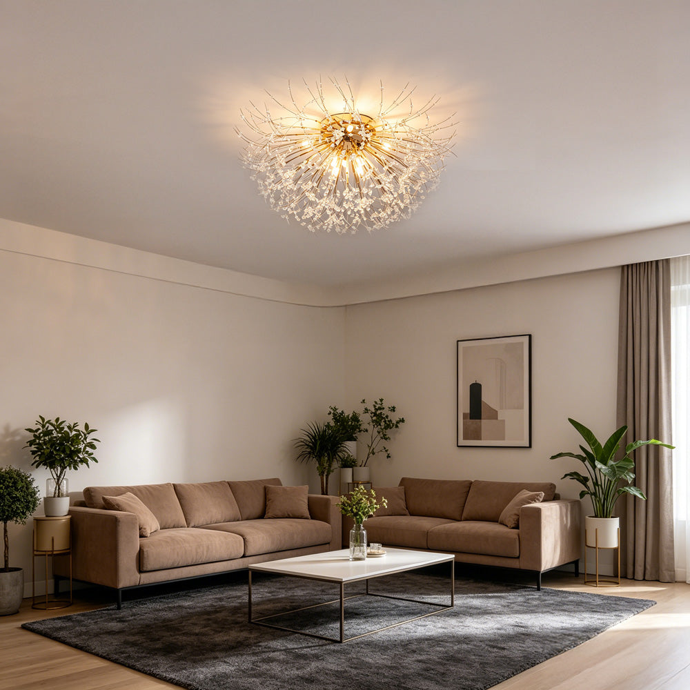 Modern Crystal Dandelion Ceiling Light | Bedroom Living Room | Crystal Shade | Flush Mount | Lologe