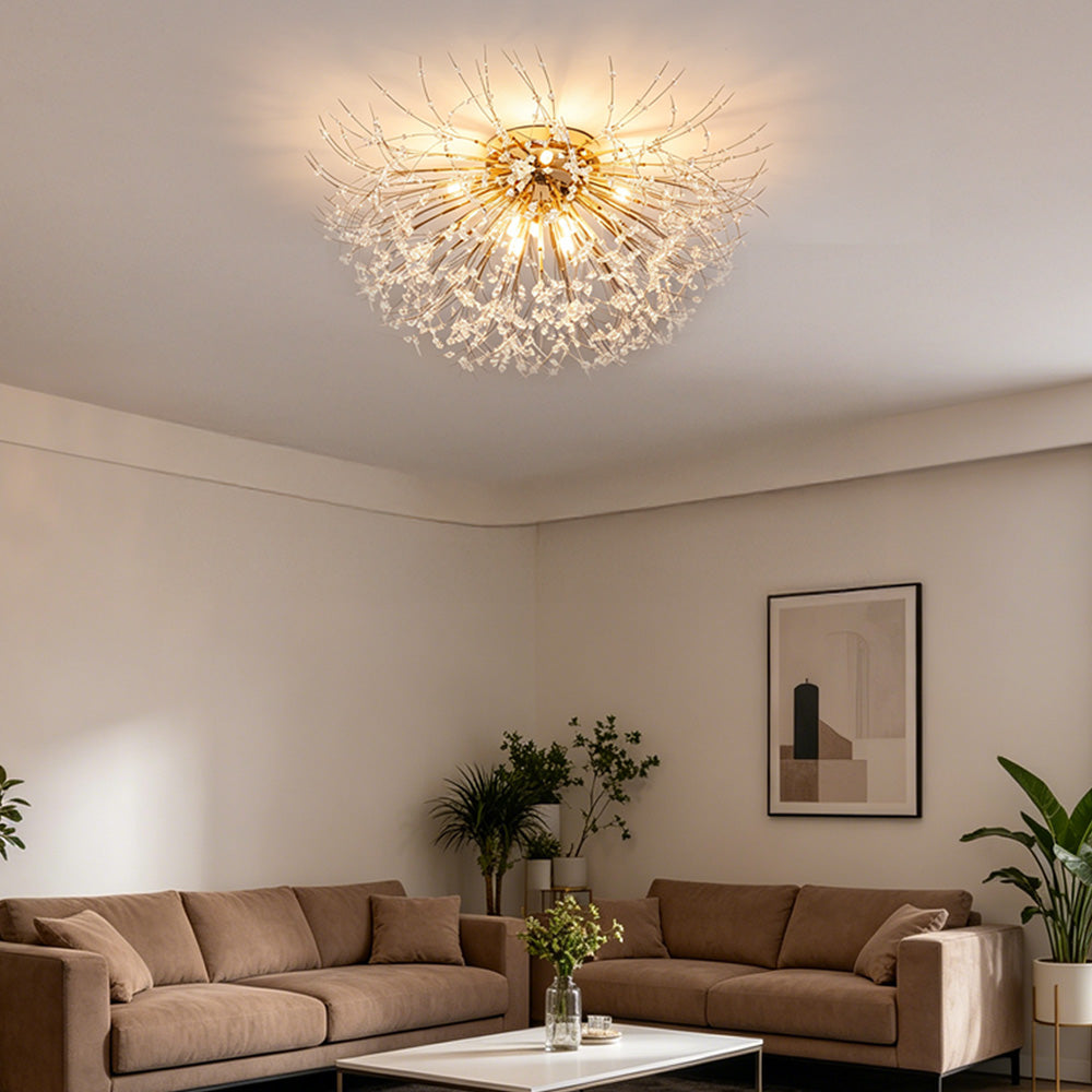 Modern Crystal Dandelion Ceiling Light | Bedroom Living Room | Crystal Shade | Flush Mount | Lologe