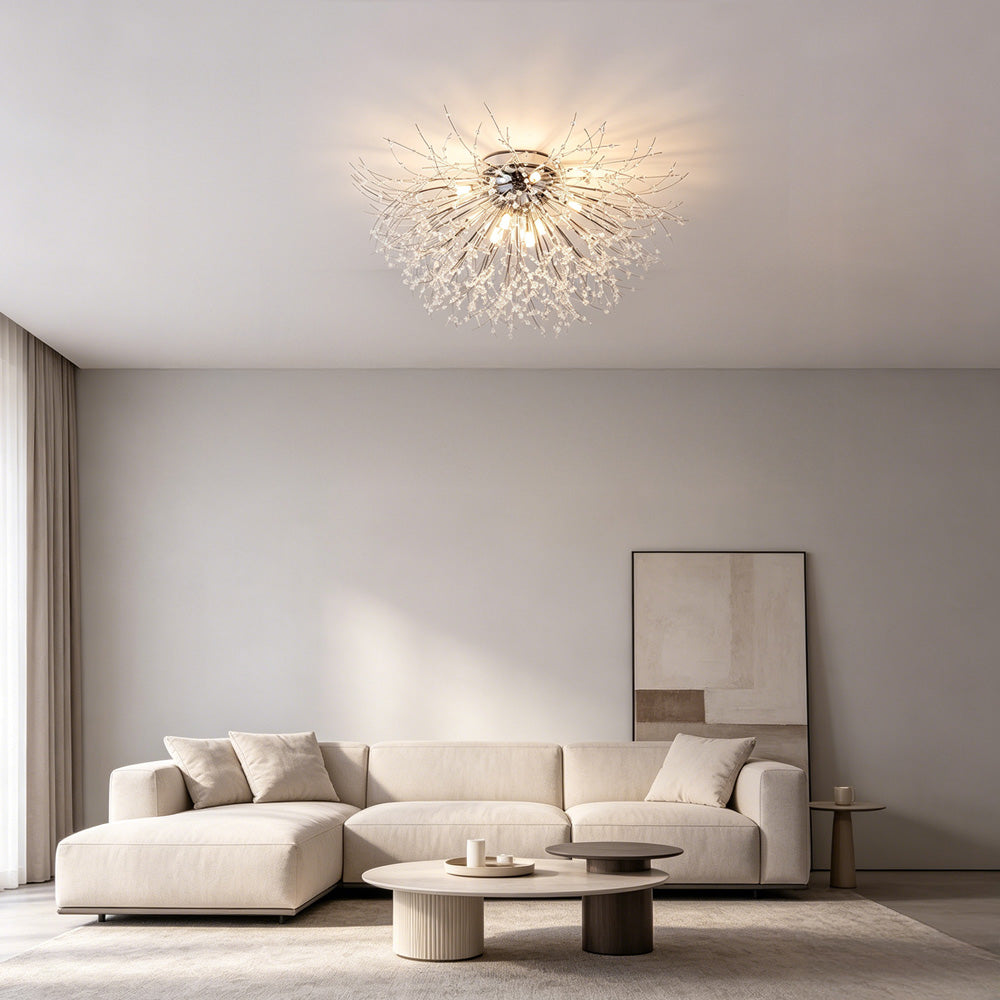 Modern Crystal Dandelion Ceiling Light | Bedroom Living Room | Crystal Shade | Flush Mount | Lologe