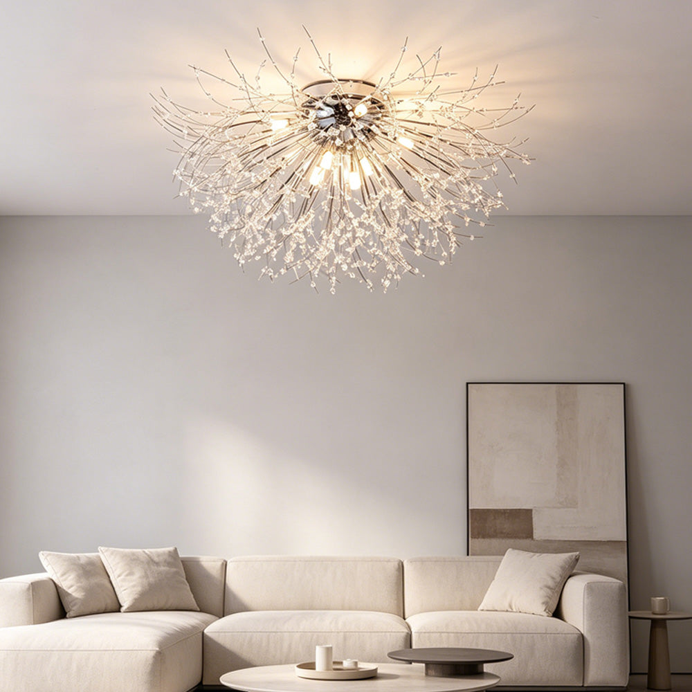 Modern Crystal Dandelion Ceiling Light | Bedroom Living Room | Crystal Shade | Flush Mount | Lologe