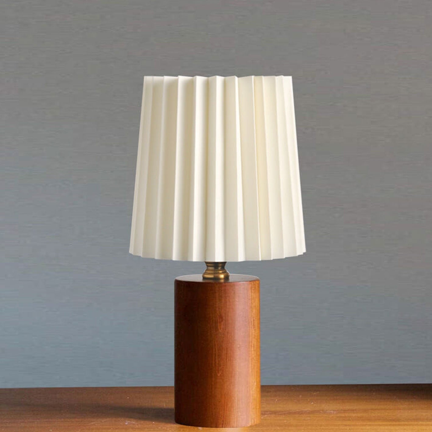 Table Lamp for Bedroom & Living Room | Pleated Shade Solid Wood Base Modern Lighting | Lologe