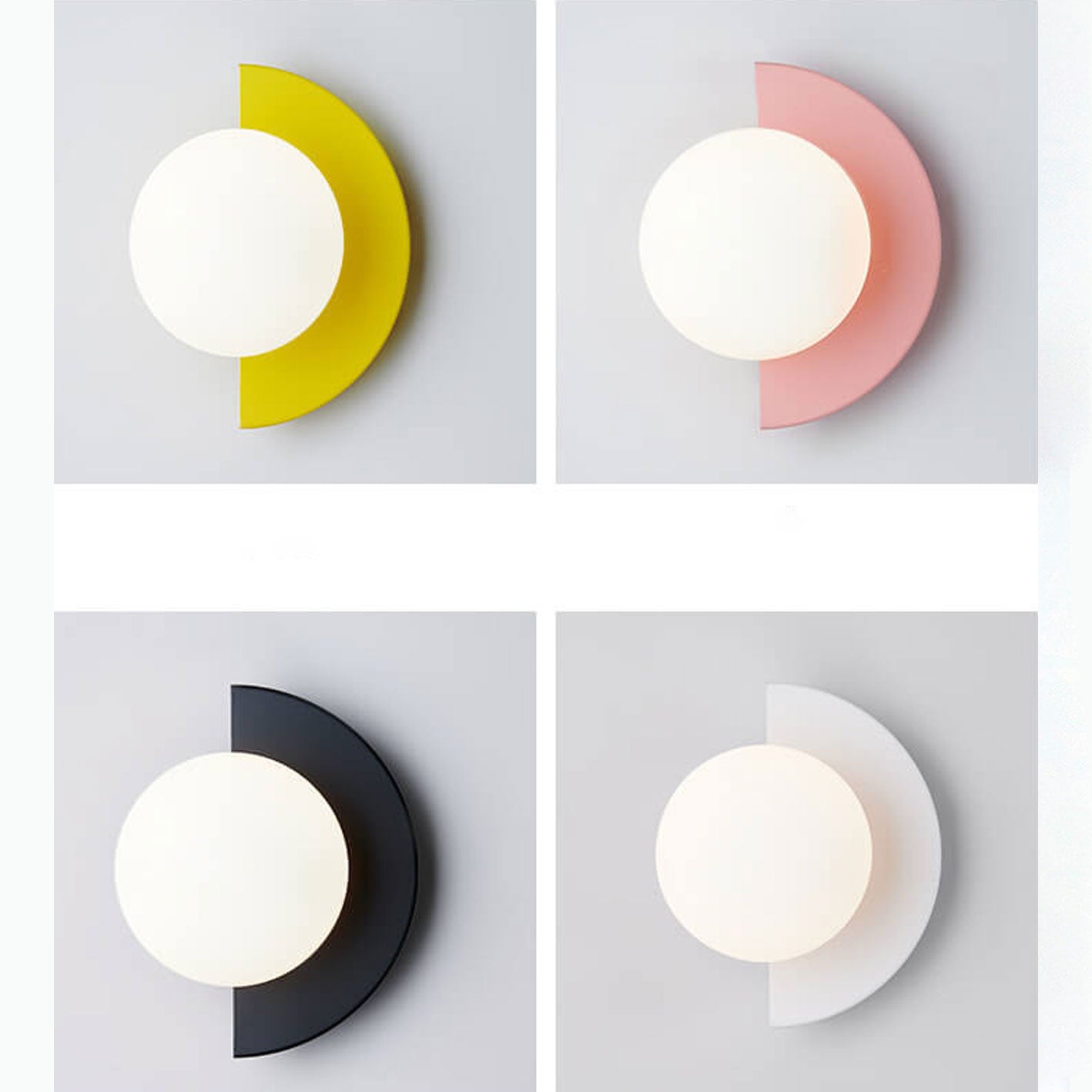 Modern Glass Globe Wall Sconce | Colourful Semi-Circle Design Iron Fixture | Lologe
