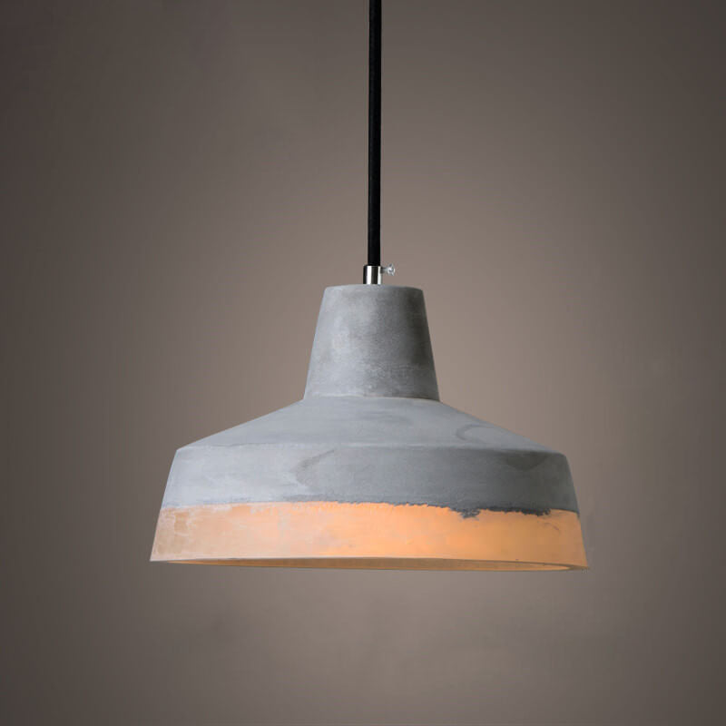 Industrial Cement Pendant Light | Dining Room Mood Lighting | Grey Concrete 1-Light Shade | Lologe