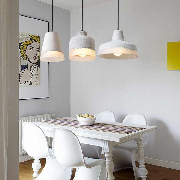 Industrial Cement Pendant Light | Dining Room Mood Lighting | Grey Concrete 1-Light Shade | Lologe