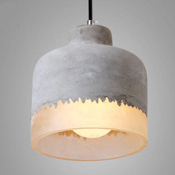 Industrial Cement Pendant Light | Dining Room Mood Lighting | Grey Concrete 1-Light Shade | Lologe