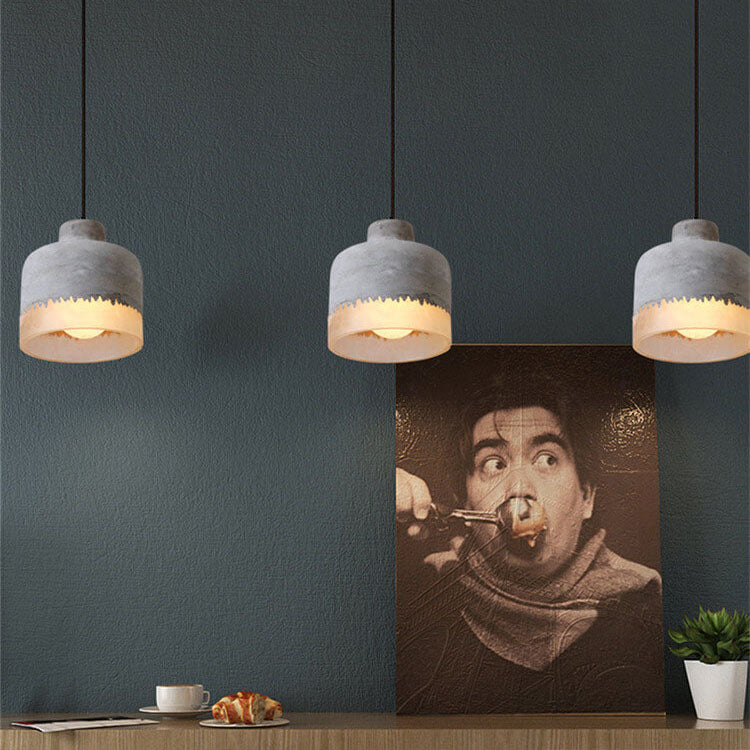 Industrial Cement Pendant Light | Dining Room Mood Lighting | Grey Concrete 1-Light Shade | Lologe