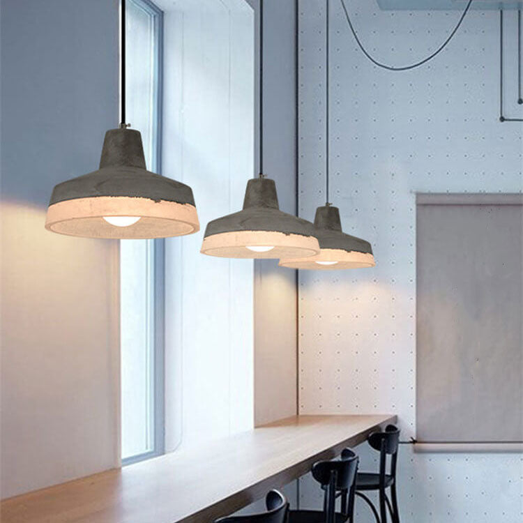 Industrial Cement Pendant Light | Dining Room Mood Lighting | Grey Concrete 1-Light Shade | Lologe