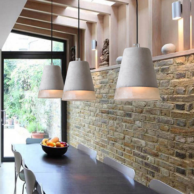 Industrial Cement Pendant Light | Dining Room Mood Lighting | Grey Concrete 1-Light Shade | Lologe