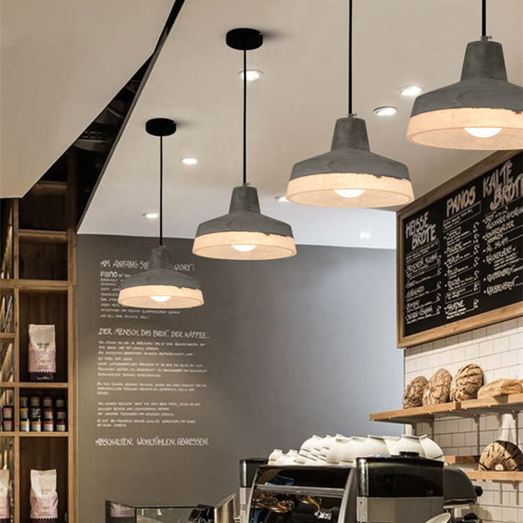Industrial Cement Pendant Light | Dining Room Mood Lighting | Grey Concrete 1-Light Shade | Lologe