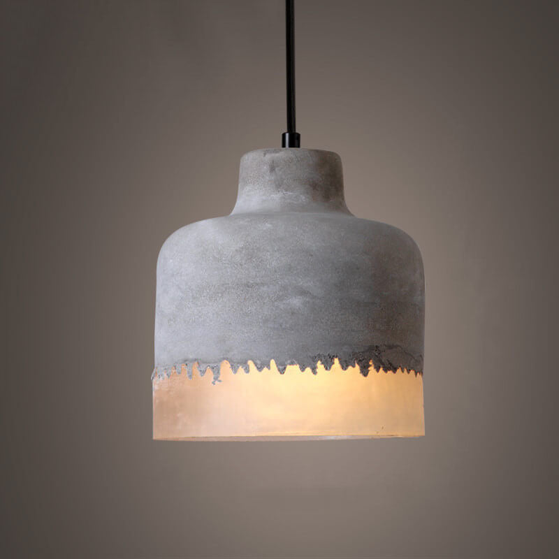 Industrial Cement Pendant Light | Dining Room Mood Lighting | Grey Concrete 1-Light Shade | Lologe