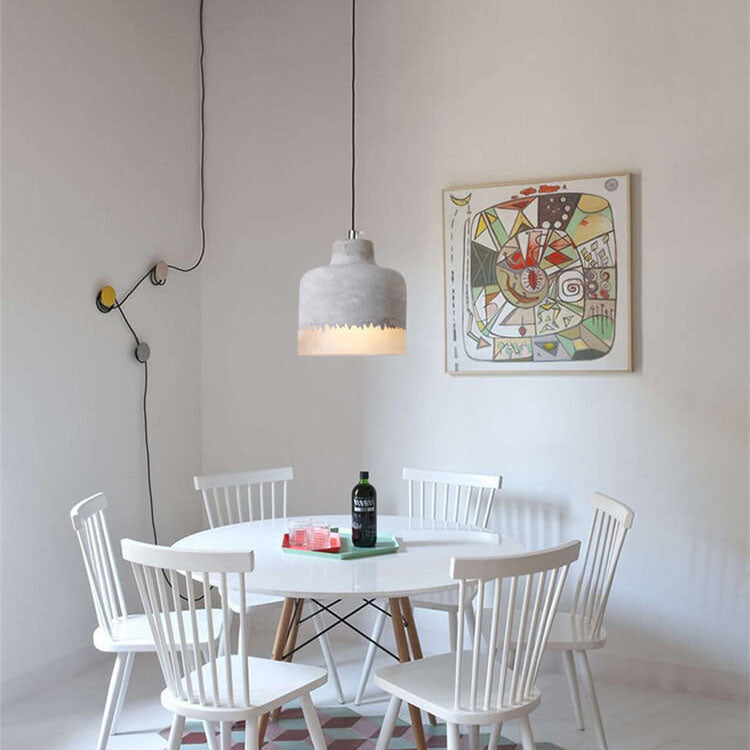 Industrial Cement Pendant Light | Dining Room Mood Lighting | Grey Concrete 1-Light Shade | Lologe