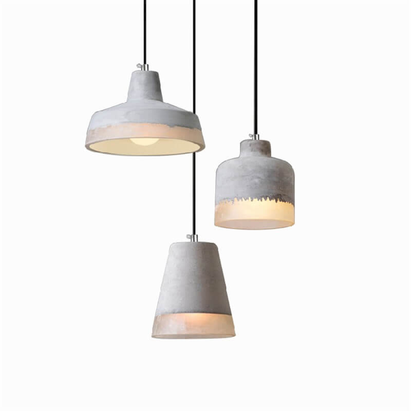 Industrial Cement Pendant Light | Dining Room Mood Lighting | Grey Concrete 1-Light Shade | Lologe