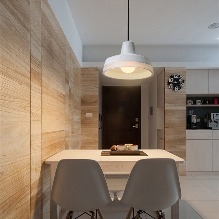 Industrial Cement Pendant Light | Dining Room Mood Lighting | Grey Concrete 1-Light Shade | Lologe
