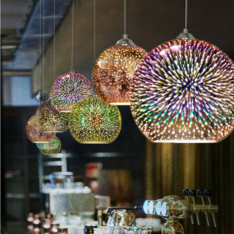 Fireworks Glass Pendant Light | Modern Colourful Dome Ceiling Lighting | Lologe