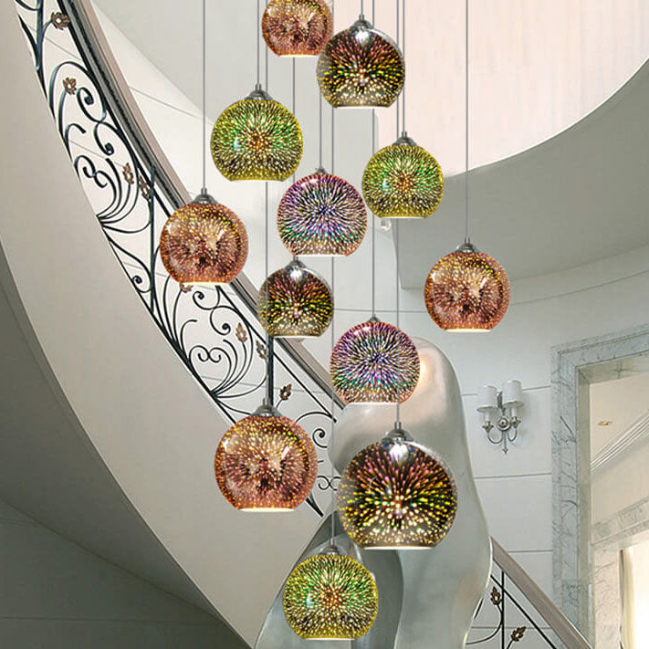 Fireworks Glass Pendant Light | Modern Colourful Dome Ceiling Lighting | Lologe