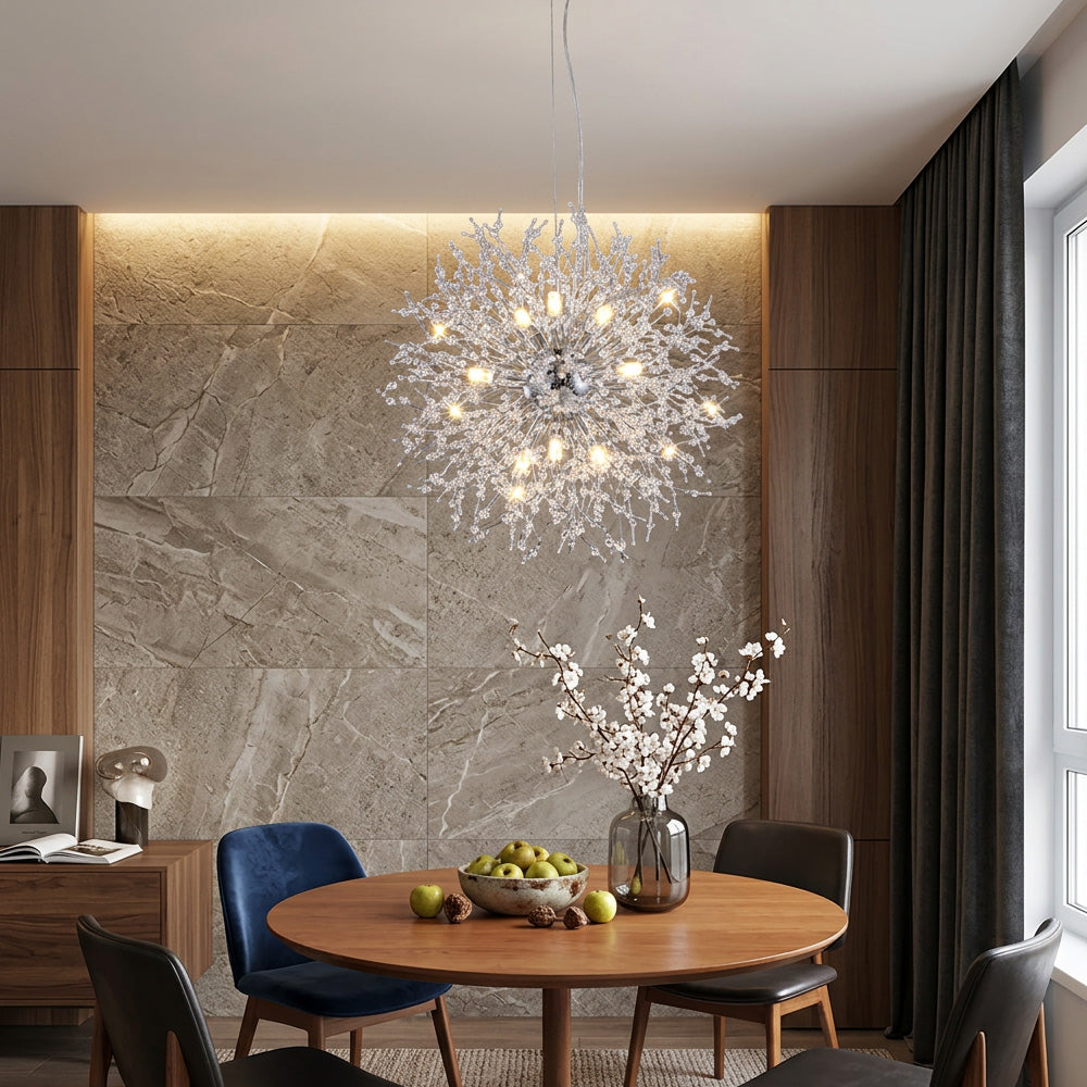Modern Dandelion Crystal Chandelier | Dining Room | Luxury Firework Pendant | LED Light | Lologe