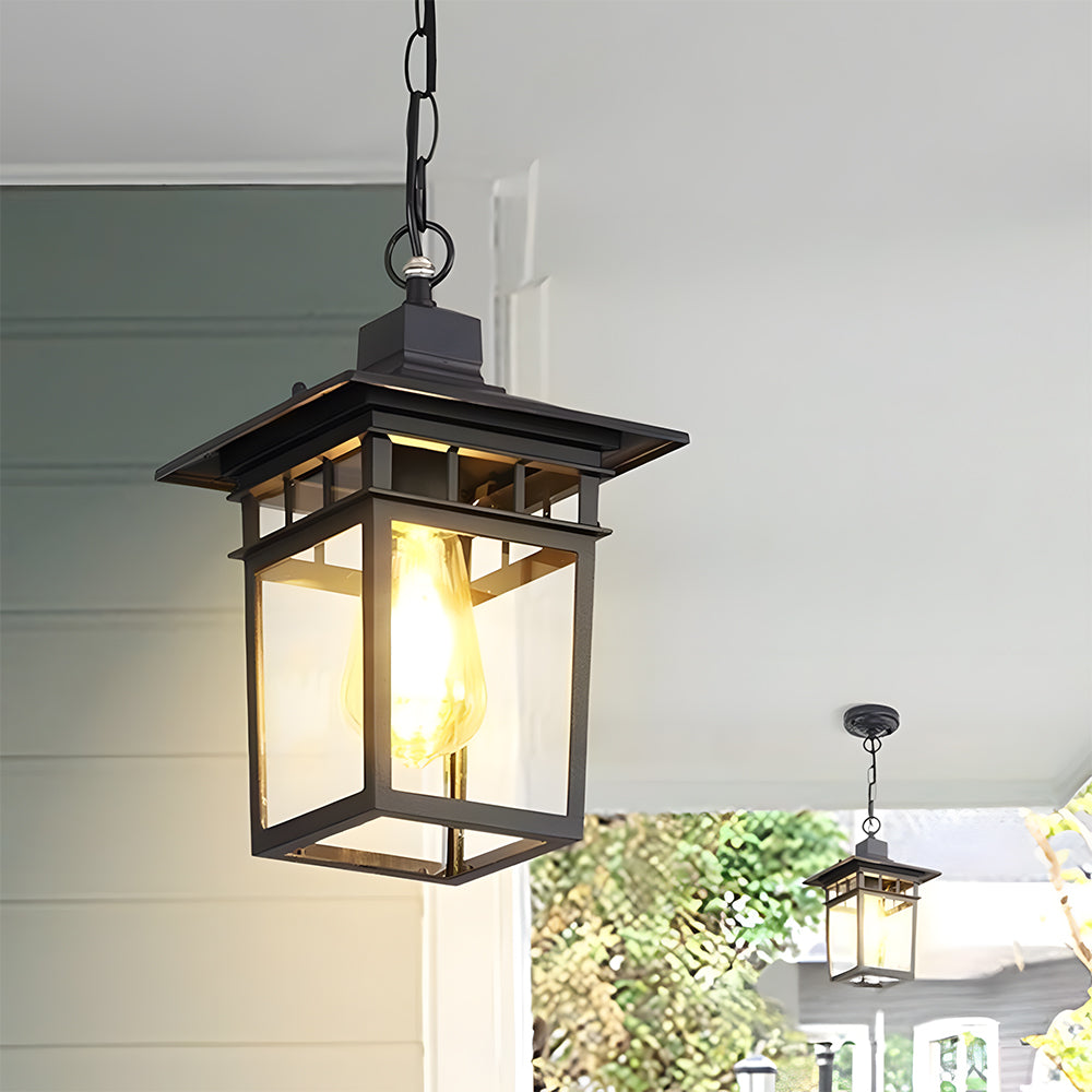 Vintage Black Outdoor Pendant Light | Porch Gazebo | IP65 | Weather Resistant | Hanging Fixture | Lologe