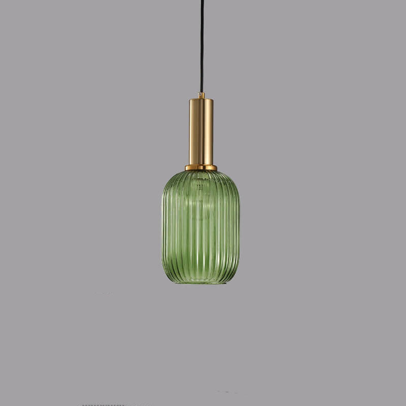 Glass Lantern Pendant Light | Dining Room Striped Glass Modern Minimalist | Lologe