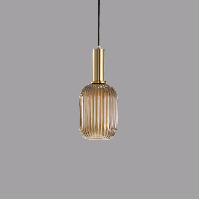 Glass Lantern Pendant Light | Dining Room Striped Glass Modern Minimalist | Lologe