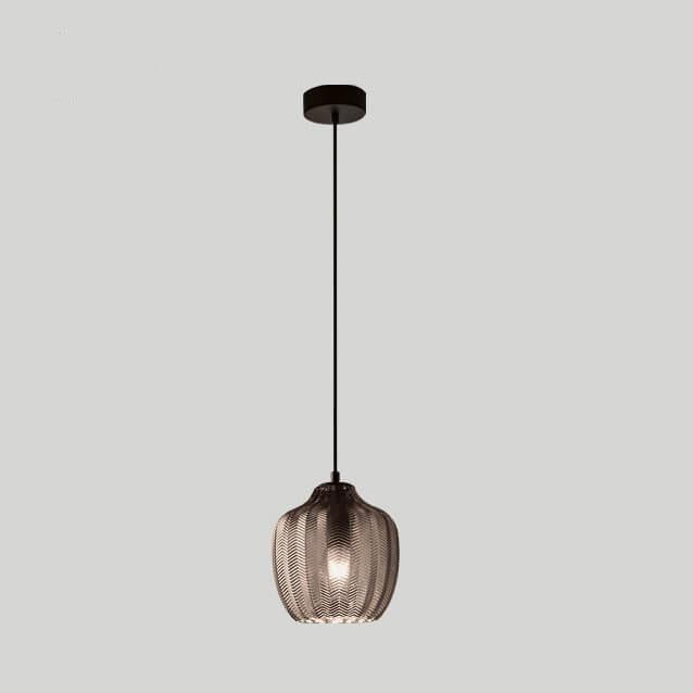 Glass Pendant Light for Dining Room | Textured Wavy Glass Modern Barrel Design | Lologe