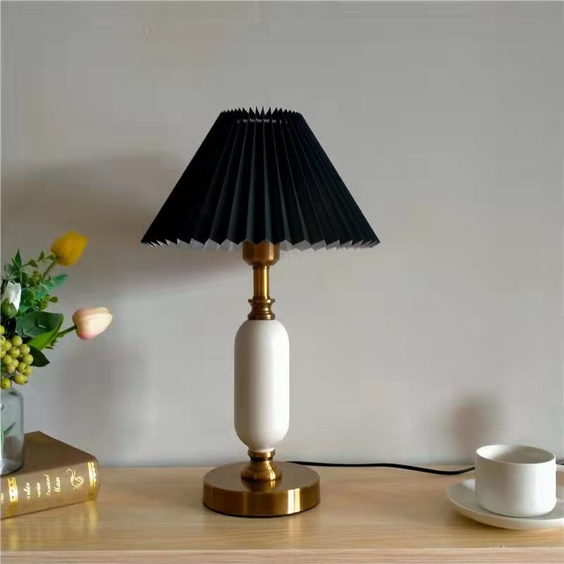 Pleated Table Lamp | American Style Fabric Shade Accent Light | Lologe