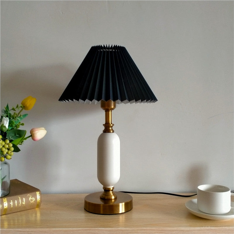 Pleated Table Lamp | American Style Fabric Shade Accent Light | Lologe