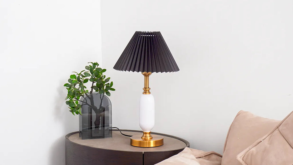Pleated Table Lamp | American Style Fabric Shade Accent Light | Lologe