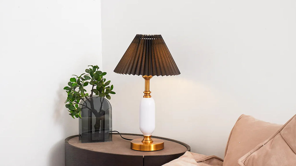 Pleated Table Lamp | American Style Fabric Shade Accent Light | Lologe