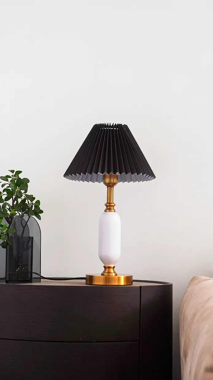 Pleated Table Lamp | American Style Fabric Shade Accent Light | Lologe