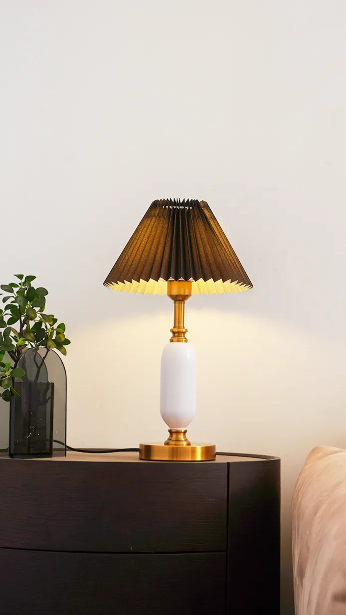 Pleated Table Lamp | American Style Fabric Shade Accent Light | Lologe
