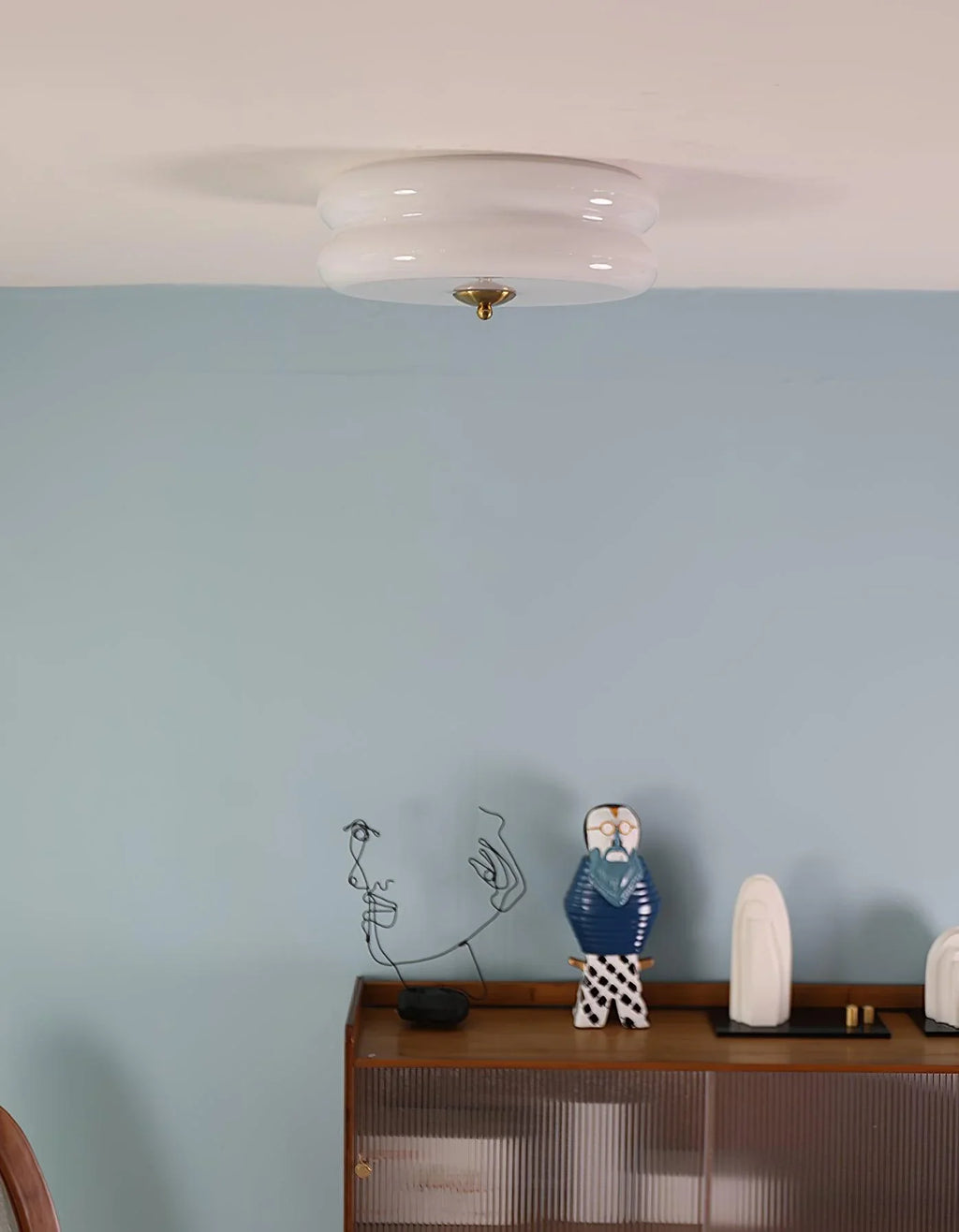 Cream Ceiling Light | Art Deco Flush Mount Fixture for Bedroom & Living Room | Lologe