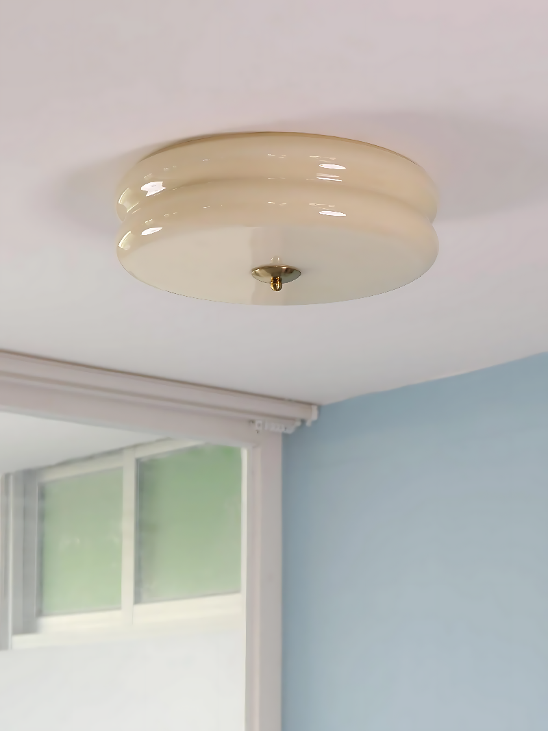 Cream Ceiling Light | Art Deco Flush Mount Fixture for Bedroom & Living Room | Lologe