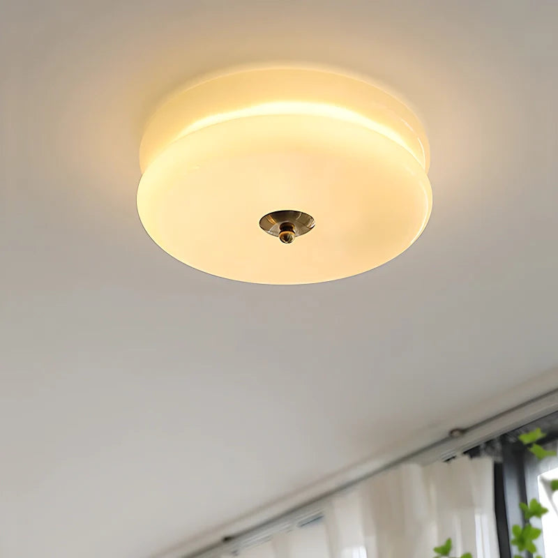 Cream Ceiling Light | Art Deco Flush Mount Fixture for Bedroom & Living Room | Lologe
