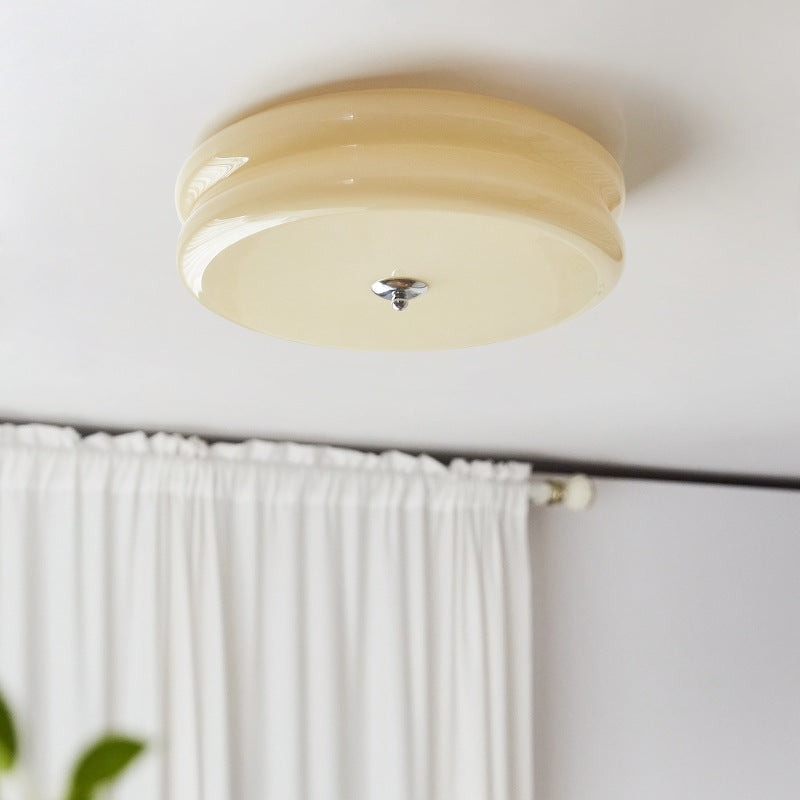 Cream Ceiling Light | Art Deco Flush Mount Fixture for Bedroom & Living Room | Lologe