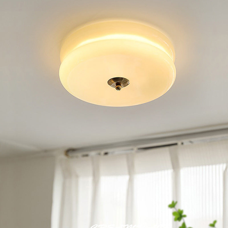 Cream Ceiling Light | Art Deco Flush Mount Fixture for Bedroom & Living Room | Lologe