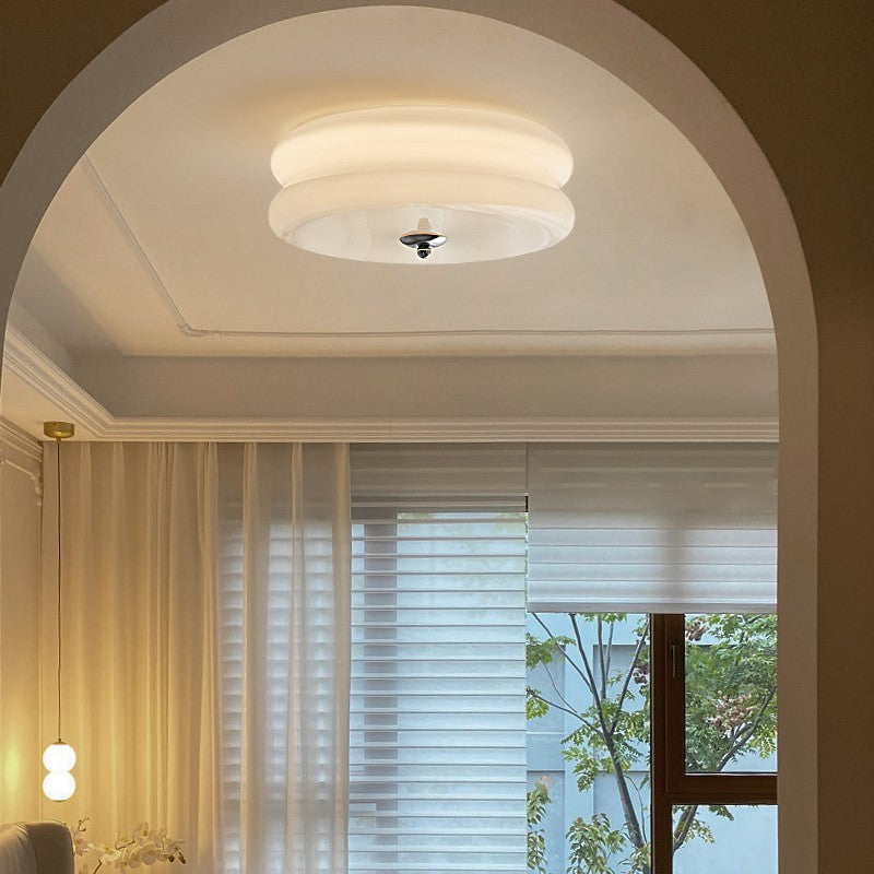 Cream Ceiling Light | Art Deco Flush Mount Fixture for Bedroom & Living Room | Lologe