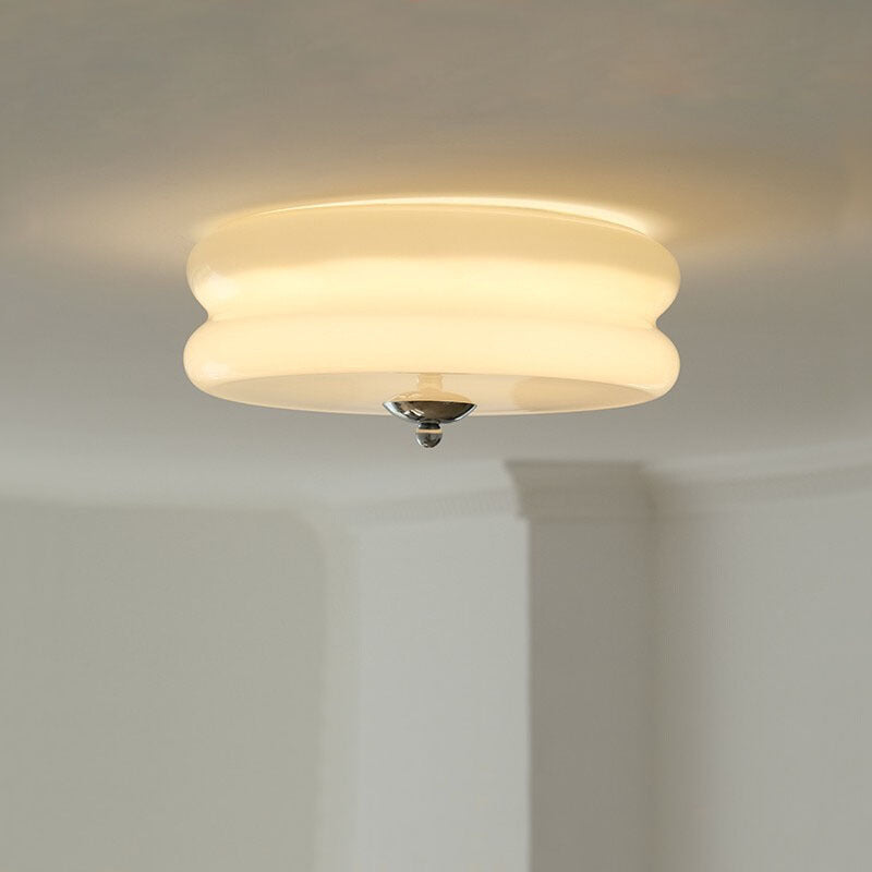 Cream Ceiling Light | Art Deco Flush Mount Fixture for Bedroom & Living Room | Lologe