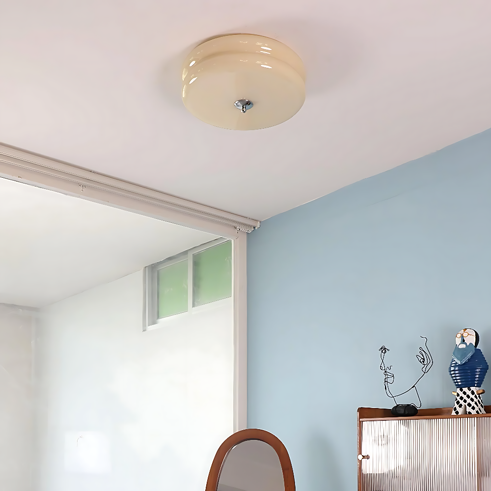 Cream Ceiling Light | Art Deco Flush Mount Fixture for Bedroom & Living Room | Lologe